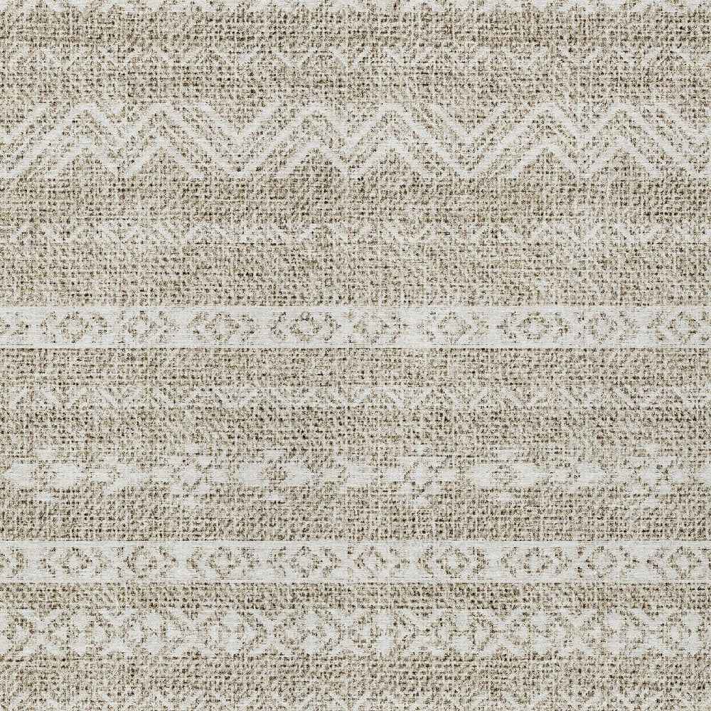 8' X 10' Beige And Ivory Southwestern Washable Indoor Outdoor Area Rug