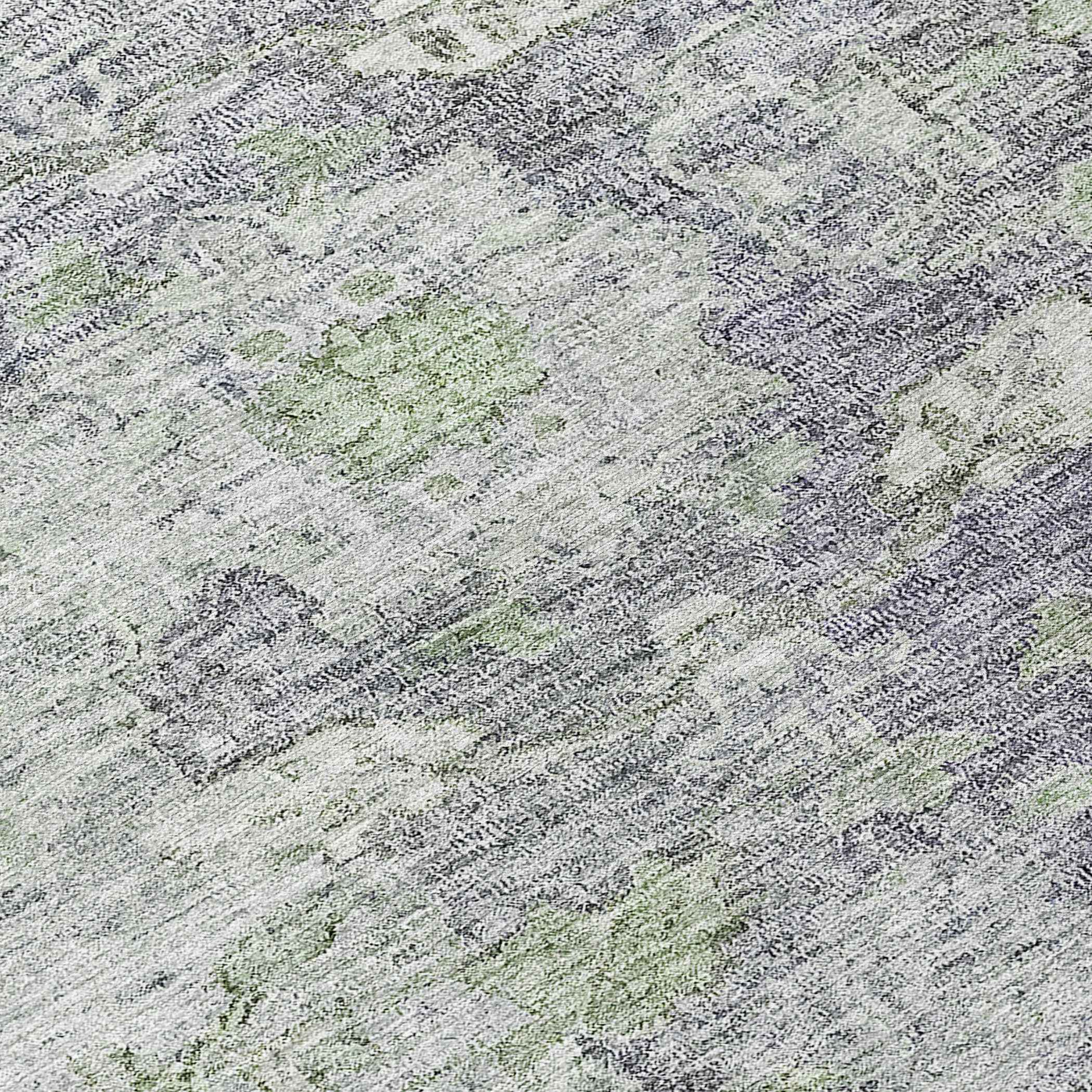 8' Plum Purple And Olive Green Round Oriental Washable Indoor Outdoor Area Rug