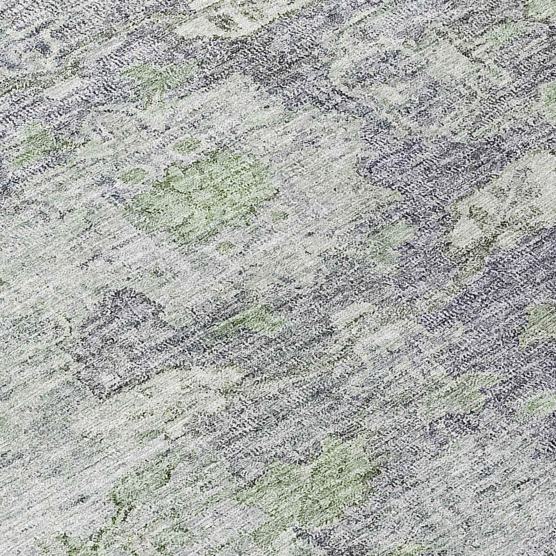 8' Plum Purple And Olive Green Round Oriental Washable Indoor Outdoor Area Rug