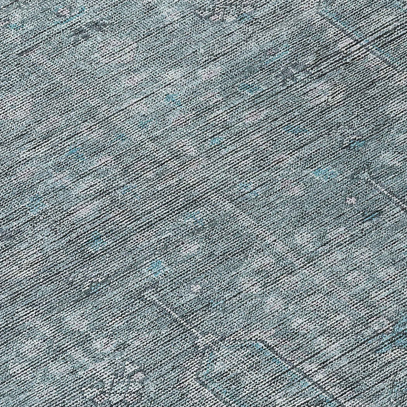 8' Teal Blue And Gray Round Southwestern Washable Indoor Outdoor Area Rug