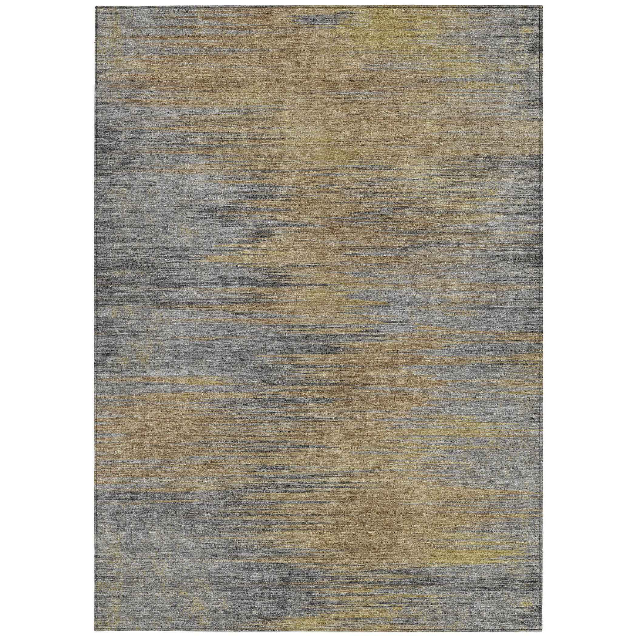 8' X 10' Brown Gold And Taupe Abstract Washable Indoor Outdoor Area Rug