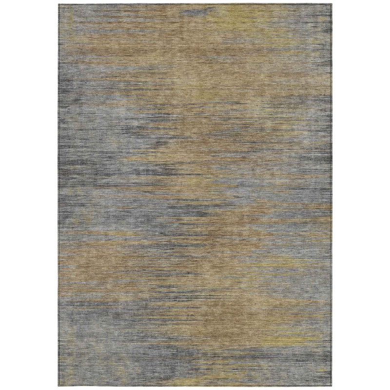 8' X 10' Brown Gold And Taupe Abstract Washable Indoor Outdoor Area Rug