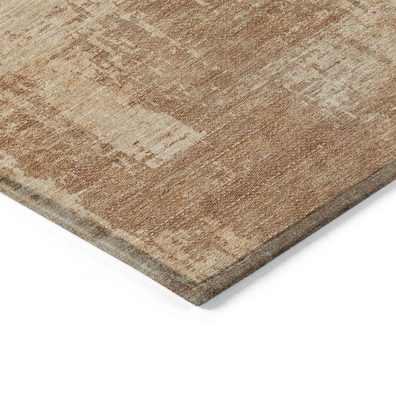 3' X 5' Terra Cotta And Copper Abstract Washable Indoor Outdoor Area Rug