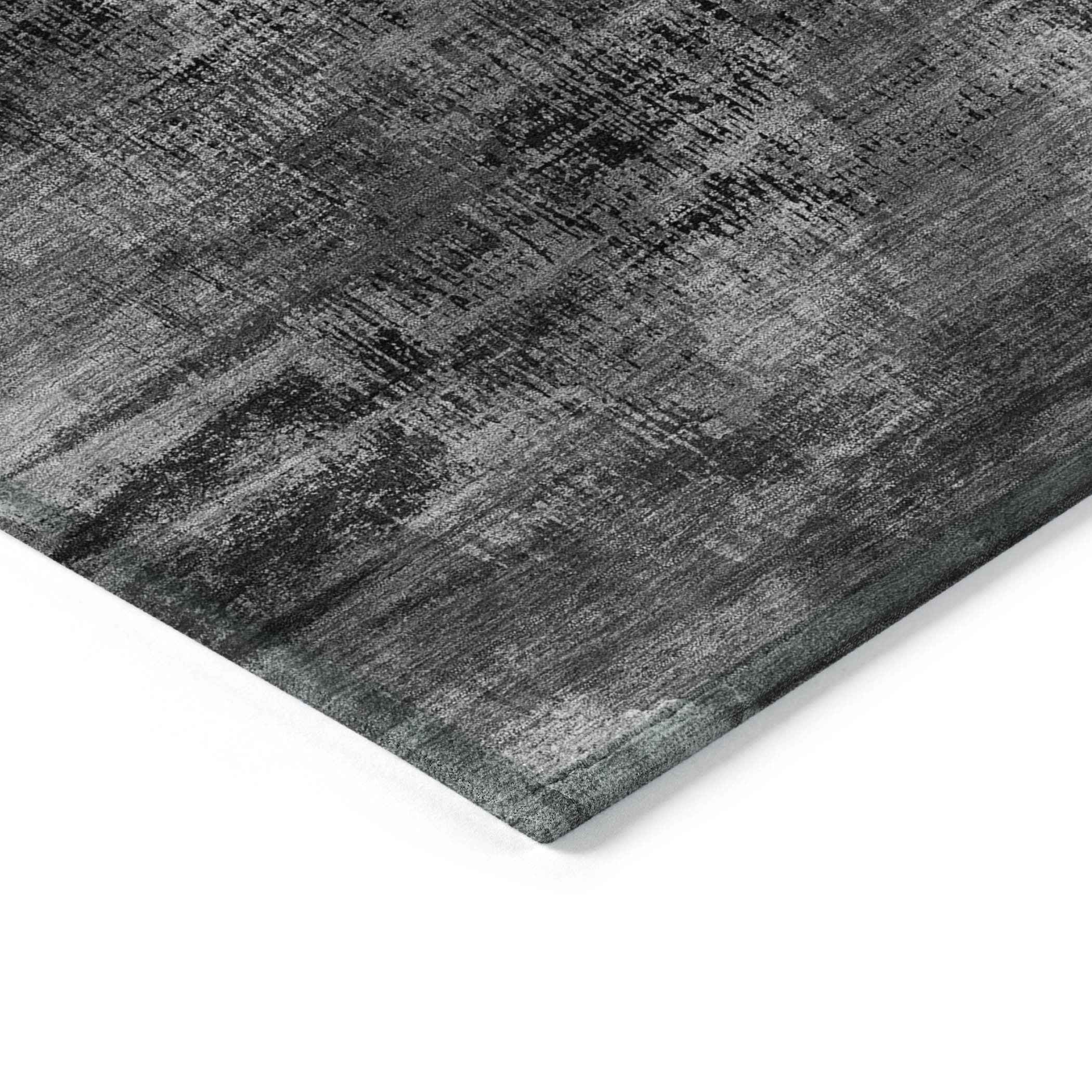 8' X 10' Gray Charcoal And Silver Abstract Washable Indoor Outdoor Area Rug