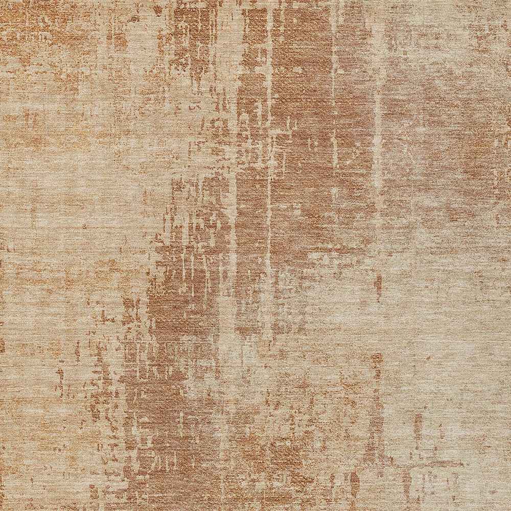 3' X 5' Terra Cotta And Copper Abstract Washable Indoor Outdoor Area Rug