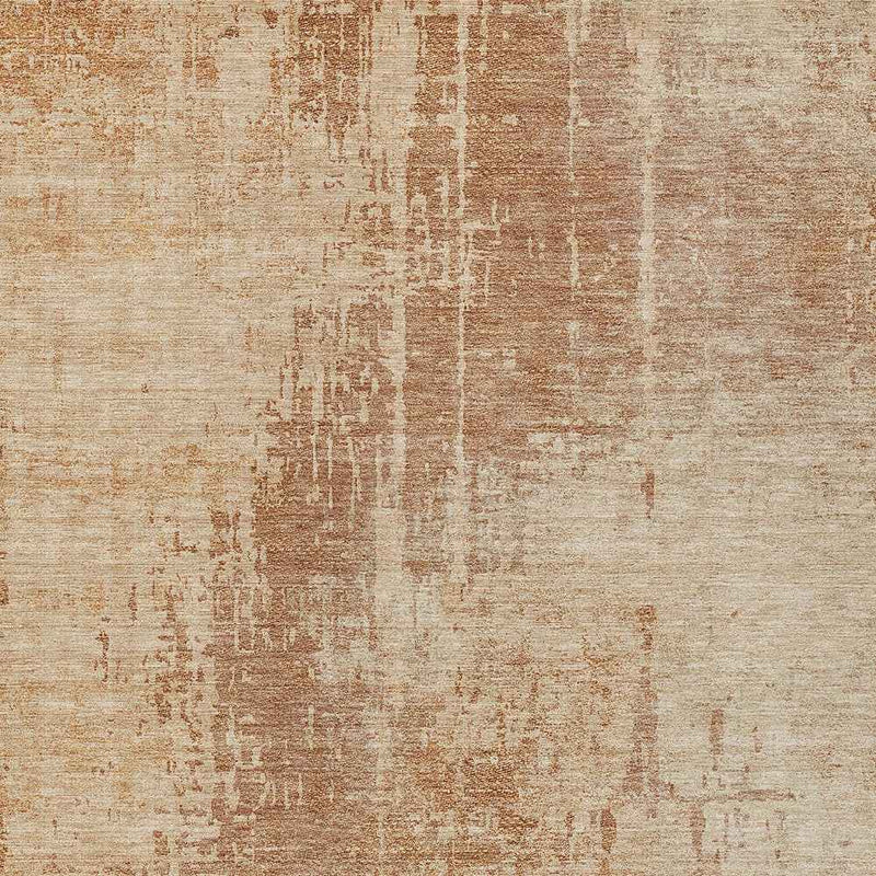 3' X 5' Terra Cotta And Copper Abstract Washable Indoor Outdoor Area Rug