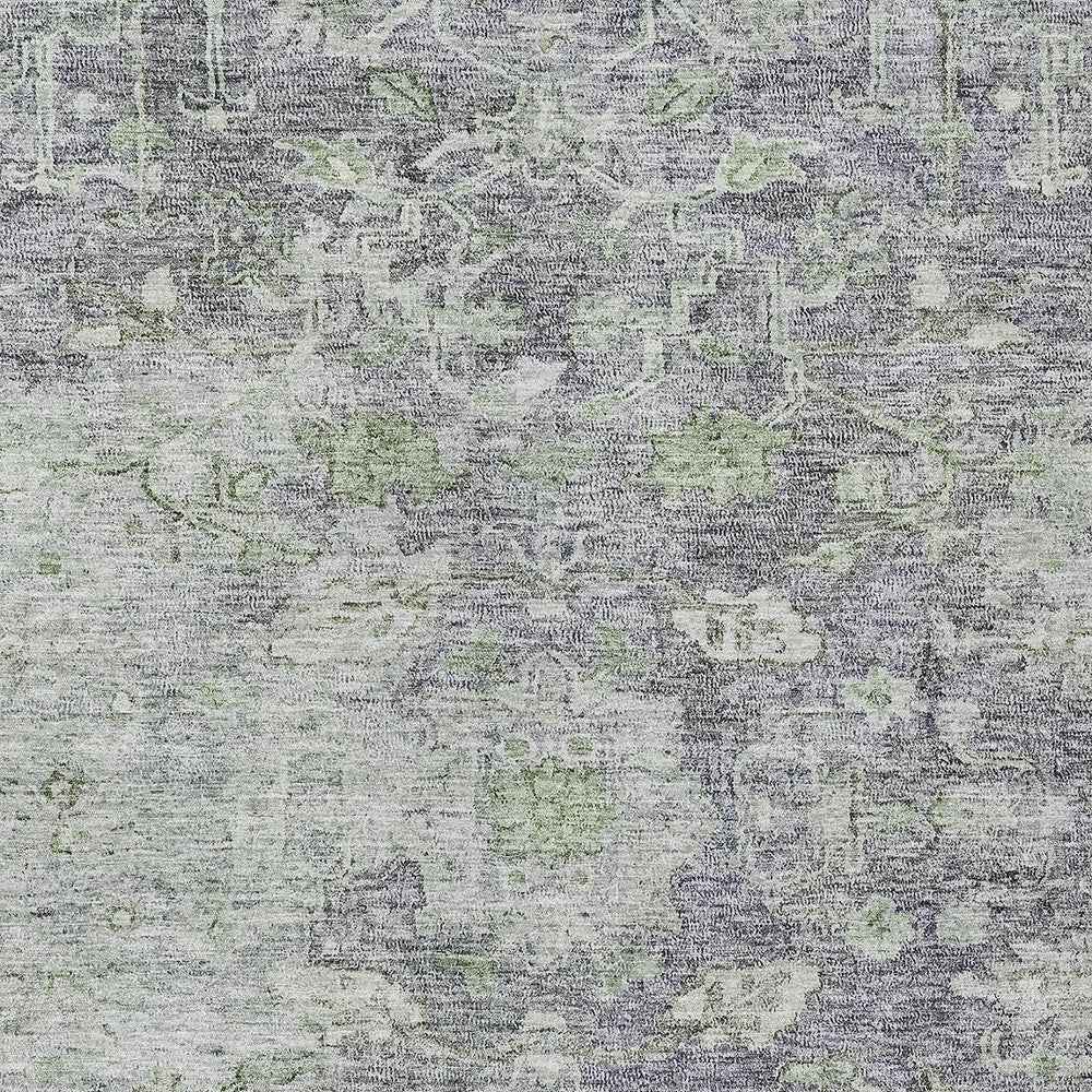 8' X 10' Plum Purple And Olive Green Oriental Washable Indoor Outdoor Area Rug