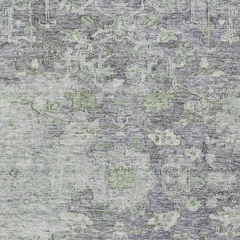 8' X 10' Plum Purple And Olive Green Oriental Washable Indoor Outdoor Area Rug