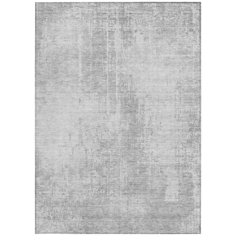 10' X 14' Silver And Gray Abstract Washable Indoor Outdoor Area Rug