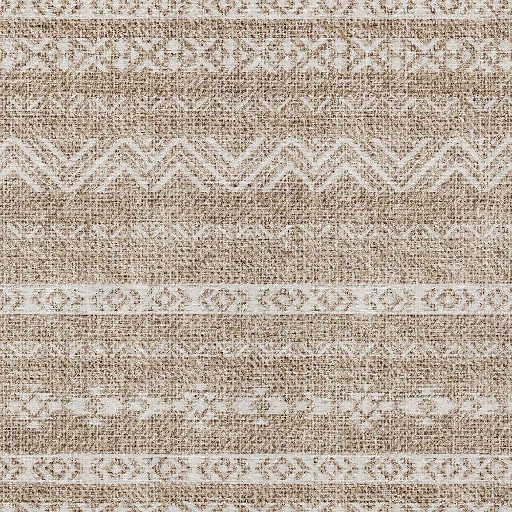 10' X 14' Brown And Beige Southwestern Washable Indoor Outdoor Area Rug