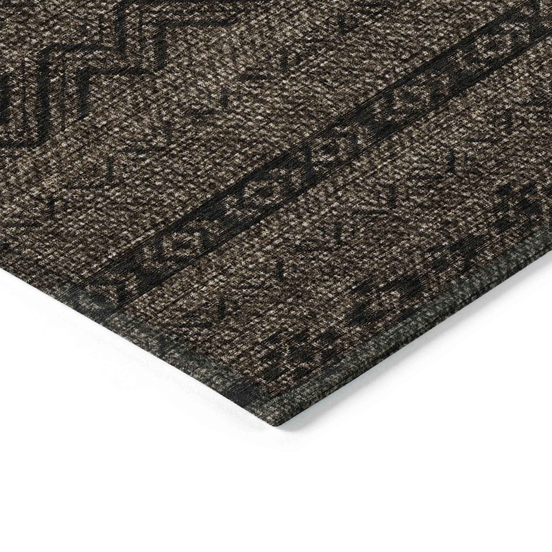 10' X 14' Chocolate And Brown Southwestern Washable Indoor Outdoor Area Rug