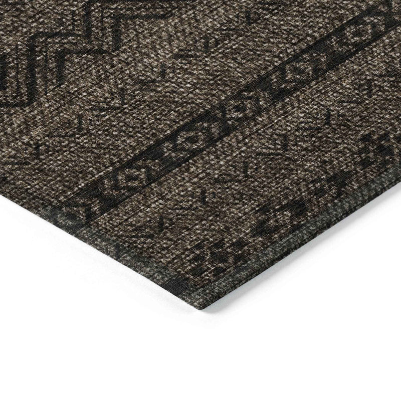 10' X 14' Chocolate And Brown Southwestern Washable Indoor Outdoor Area Rug