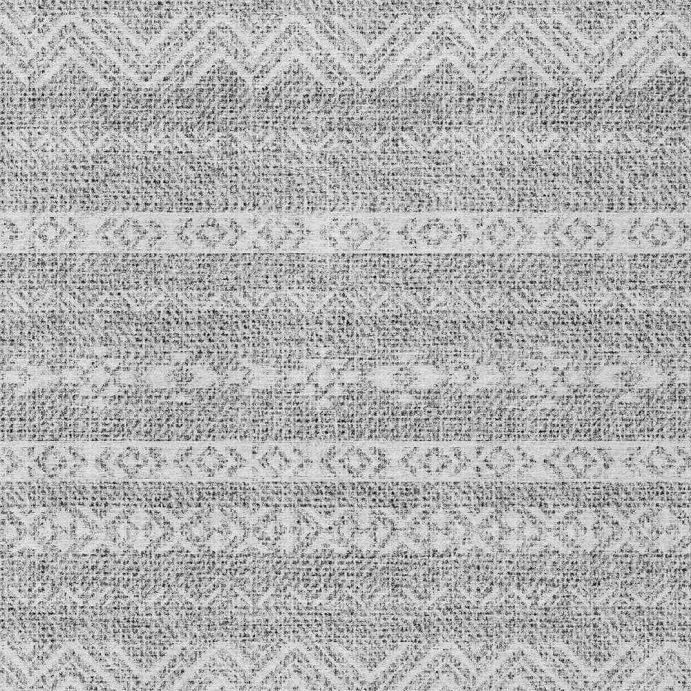8' X 10' Gray And Silver Southwestern Washable Indoor Outdoor Area Rug