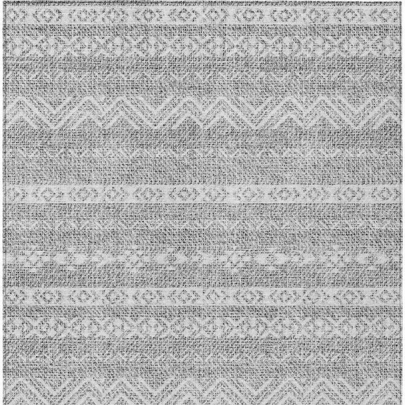 8' X 10' Gray And Silver Southwestern Washable Indoor Outdoor Area Rug