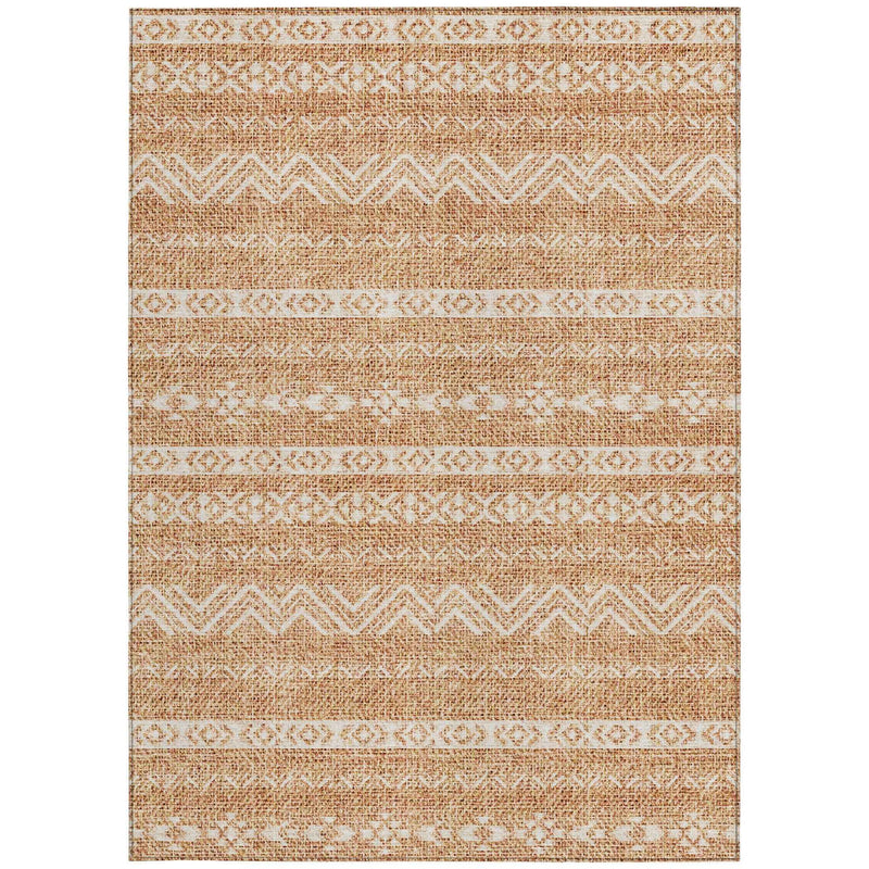 8' X 10' Terra Cotta And Beige Southwestern Washable Indoor Outdoor Area Rug