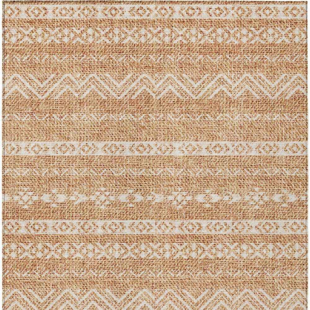 8' X 10' Terra Cotta And Beige Southwestern Washable Indoor Outdoor Area Rug