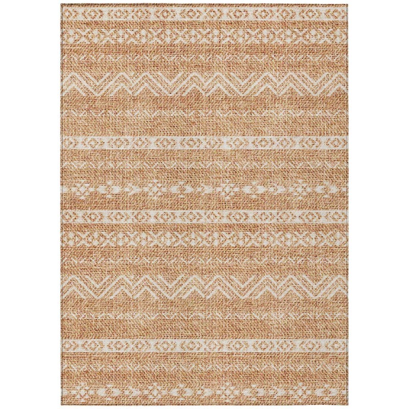 9' X 12' Terra Cotta And Beige Southwestern Washable Indoor Outdoor Area Rug