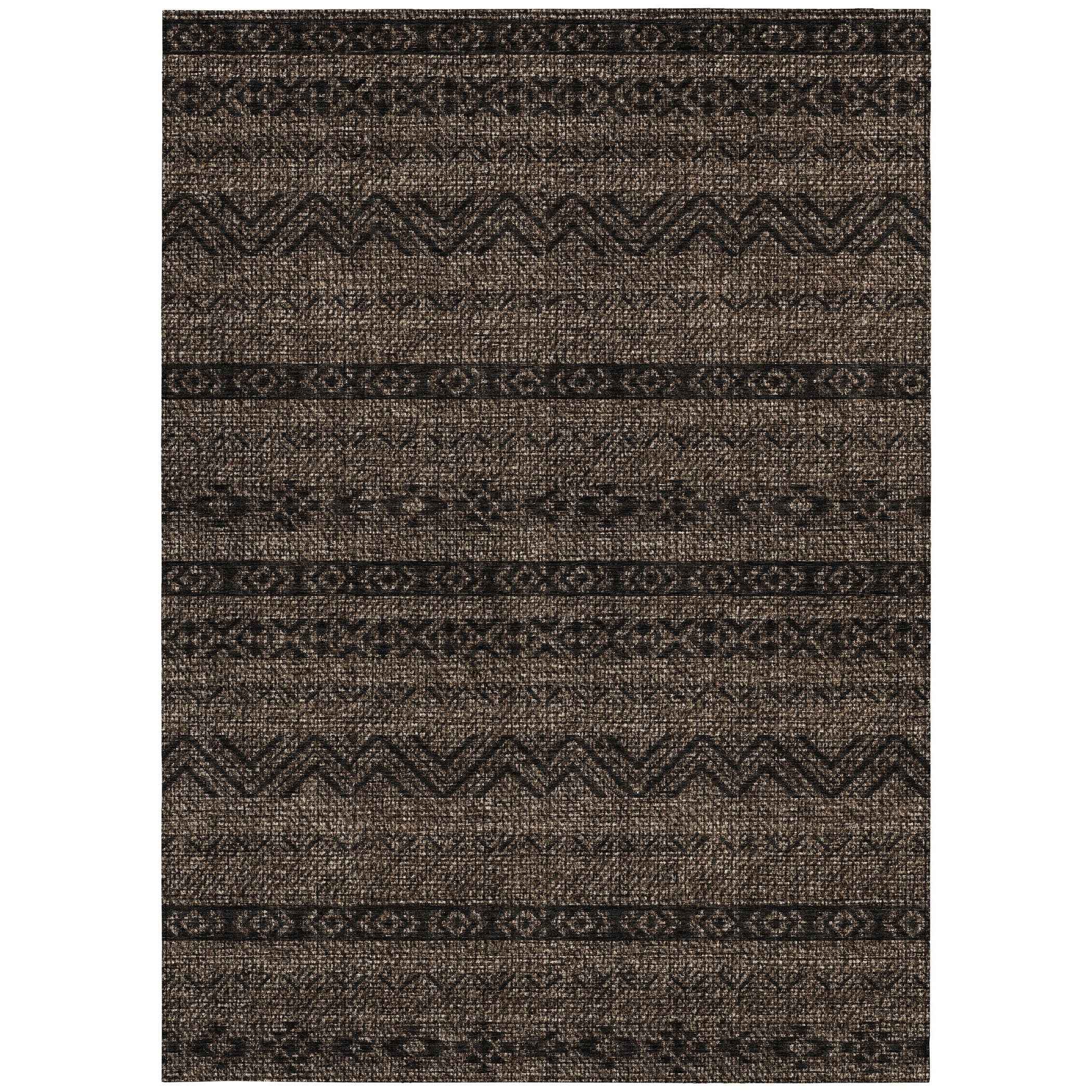 3' X 5' Chocolate And Brown Southwestern Washable Indoor Outdoor Area Rug