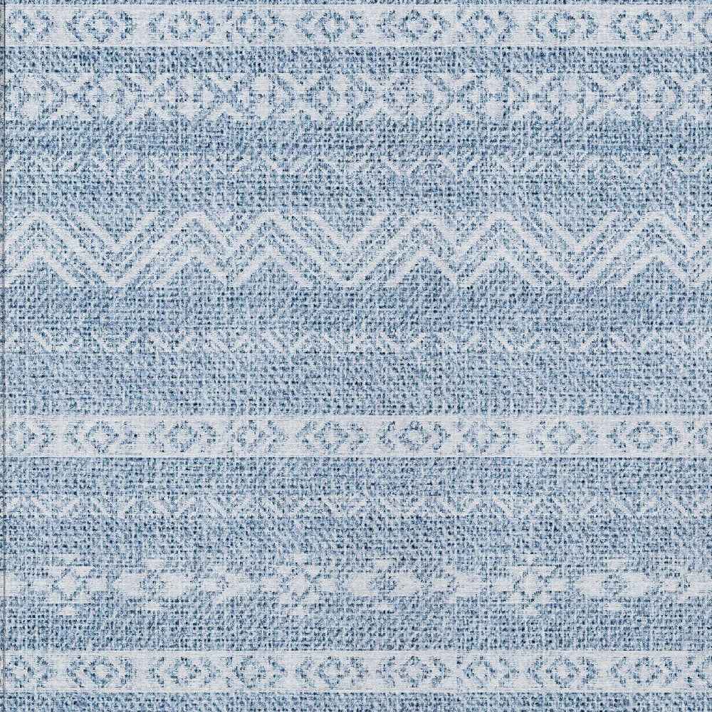 3' X 5' Blue And Denim Blue Southwestern Washable Indoor Outdoor Area Rug