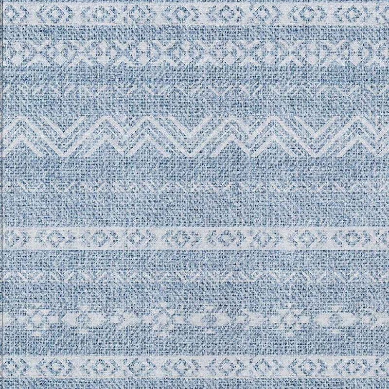 3' X 5' Blue And Denim Blue Southwestern Washable Indoor Outdoor Area Rug