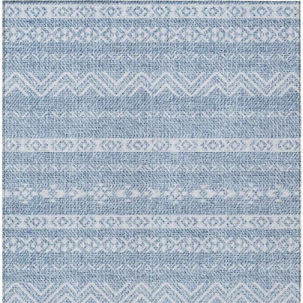3' X 5' Blue And Denim Blue Southwestern Washable Indoor Outdoor Area Rug