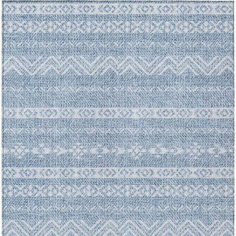 3' X 5' Blue And Denim Blue Southwestern Washable Indoor Outdoor Area Rug