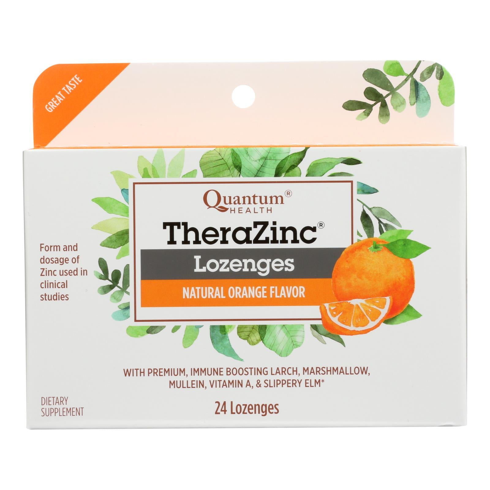 Quantum Therazinc Cold Season Plus Lozenges Orange - 14 Mg - 24 Lozenges - GreatEagleInc
