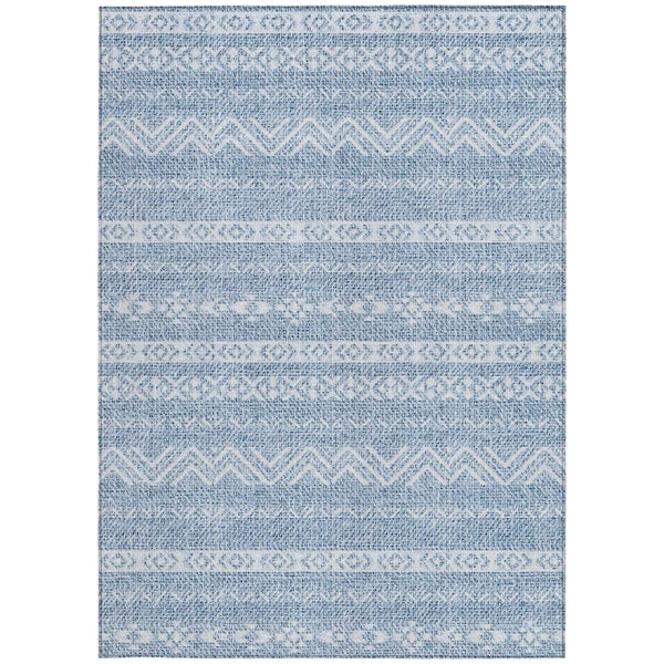 5' X 8' Blue And Denim Blue Southwestern Washable Indoor Outdoor Area Rug