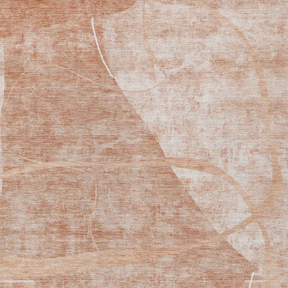 8' X 10' Salmon Copper And Ivory Abstract Washable Indoor Outdoor Area Rug
