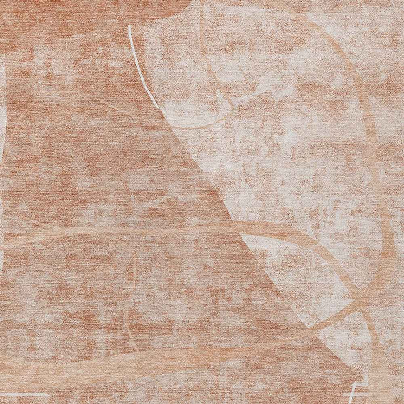 8' X 10' Salmon Copper And Ivory Abstract Washable Indoor Outdoor Area Rug