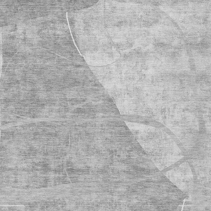 5' X 8' Gray Silver And Ivory Abstract Washable Indoor Outdoor Area Rug