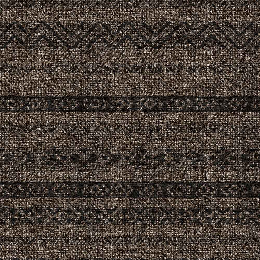 8' X 10' Chocolate And Brown Southwestern Washable Indoor Outdoor Area Rug