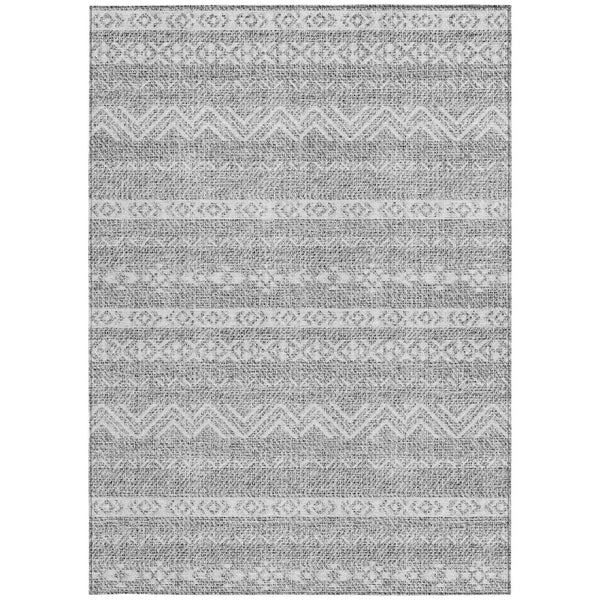 3' X 5' Gray And Silver Southwestern Washable Indoor Outdoor Area Rug