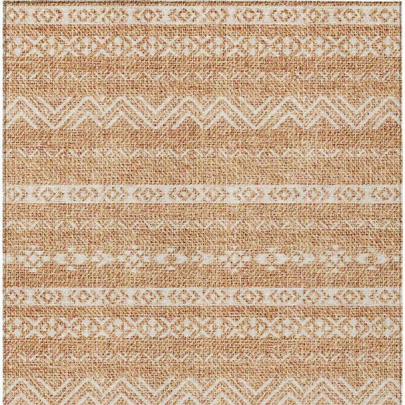 5' X 8' Terra Cotta And Beige Southwestern Washable Indoor Outdoor Area Rug