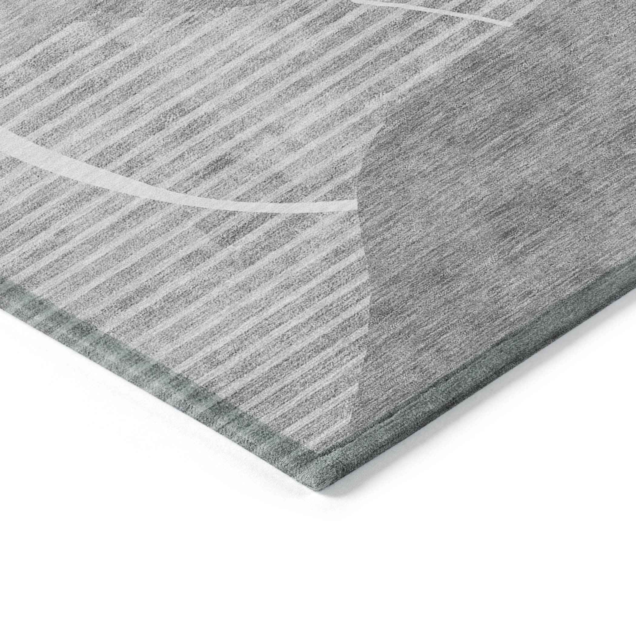9' X 12' Gray Silver And Ivory Abstract Washable Indoor Outdoor Area Rug
