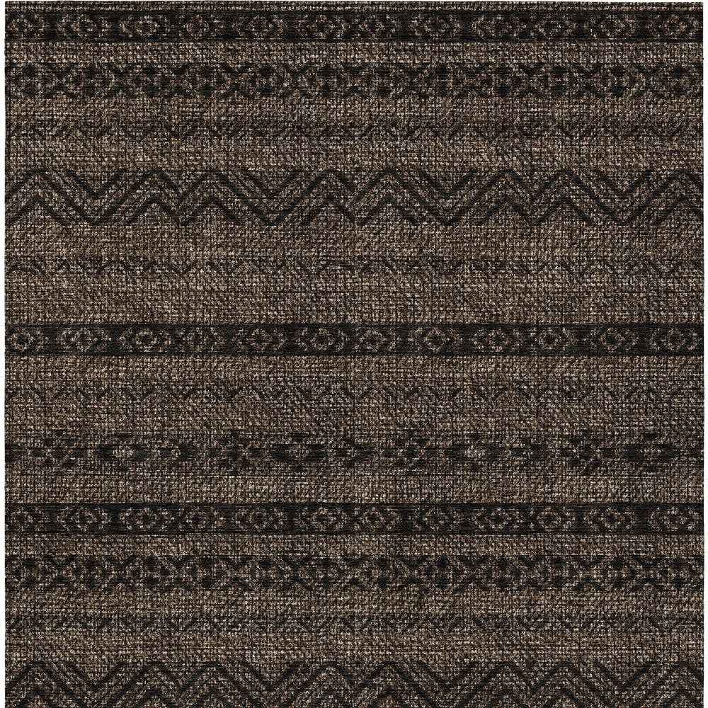 5' X 8' Chocolate And Brown Southwestern Washable Indoor Outdoor Area Rug