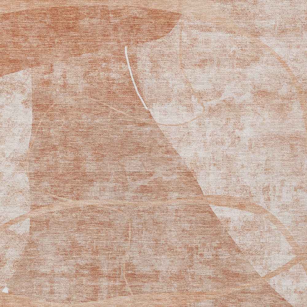 9' X 12' Salmon Copper And Ivory Abstract Washable Indoor Outdoor Area Rug
