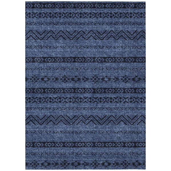 8' X 10' Navy Blue And Black Southwestern Washable Indoor Outdoor Area Rug Default Title