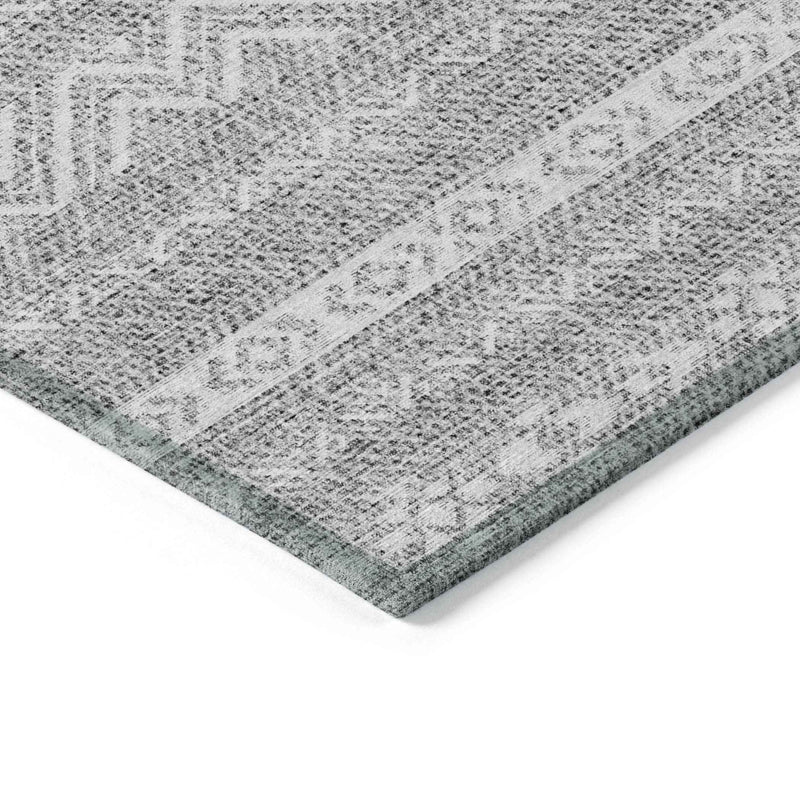 5' X 8' Gray And Silver Southwestern Washable Indoor Outdoor Area Rug