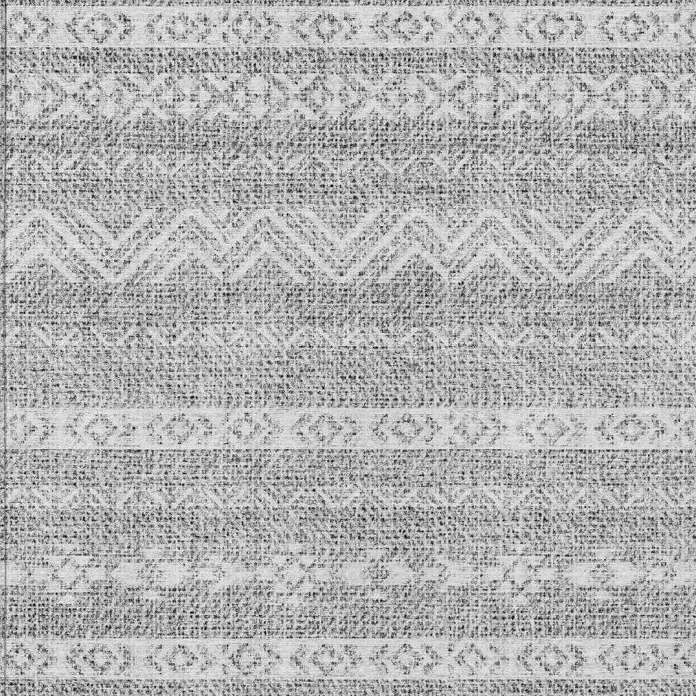 5' X 8' Gray And Silver Southwestern Washable Indoor Outdoor Area Rug
