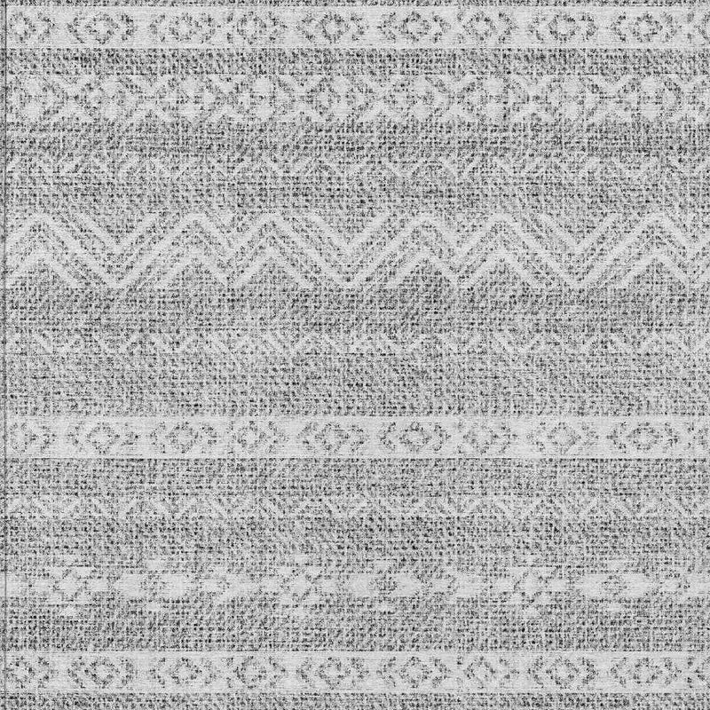 5' X 8' Gray And Silver Southwestern Washable Indoor Outdoor Area Rug