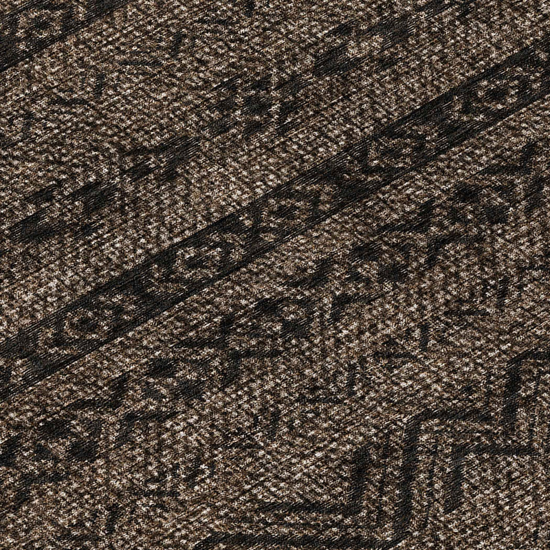 8' Chocolate And Brown Round Southwestern Washable Indoor Outdoor Area Rug