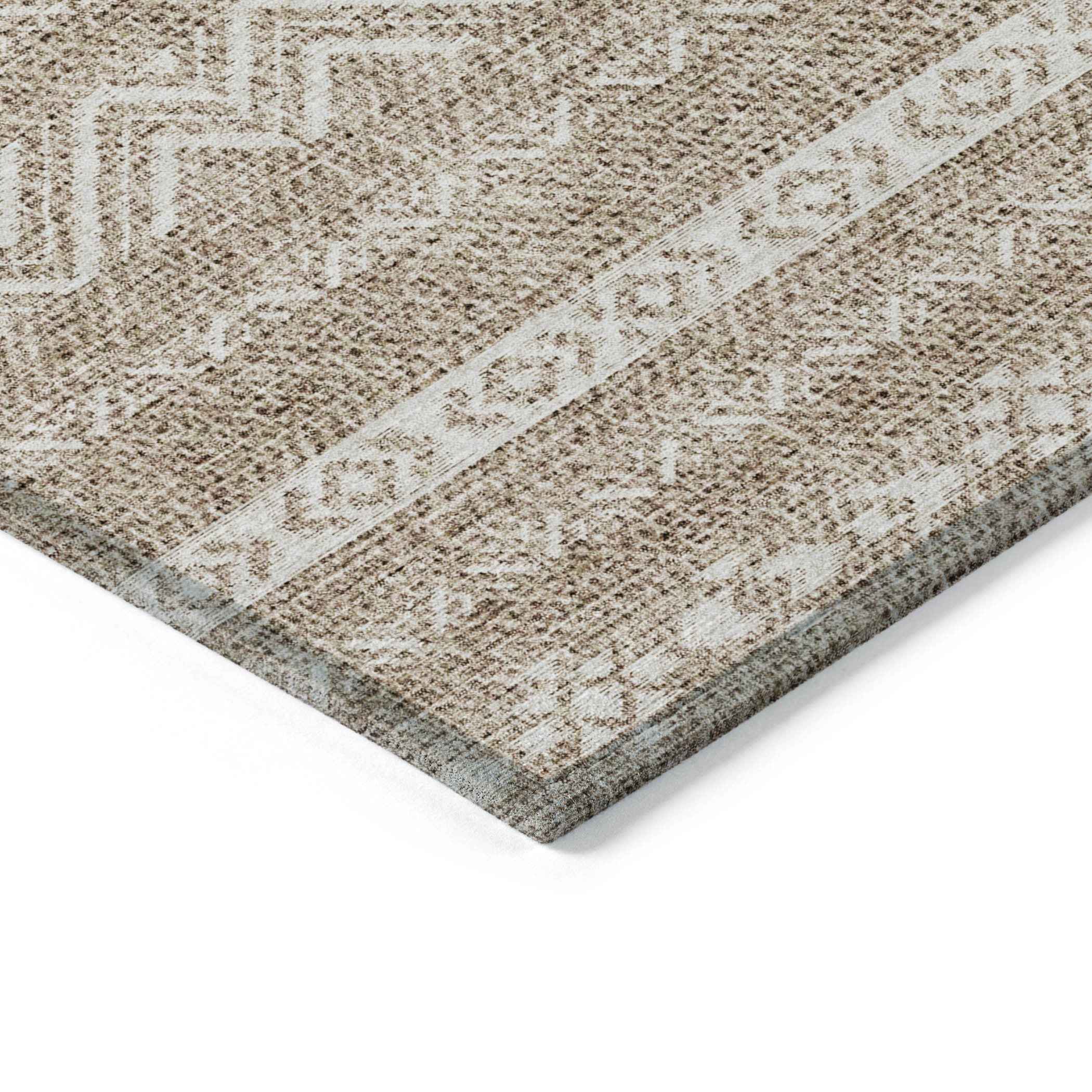 9' X 12' Brown And Beige Southwestern Washable Indoor Outdoor Area Rug