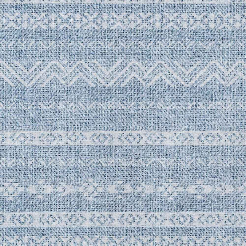 8' X 10' Blue And Denim Blue Southwestern Washable Indoor Outdoor Area Rug