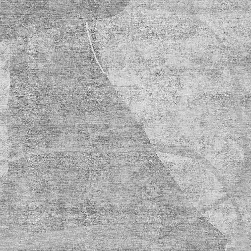 3' X 5' Gray Silver And Ivory Abstract Washable Indoor Outdoor Area Rug