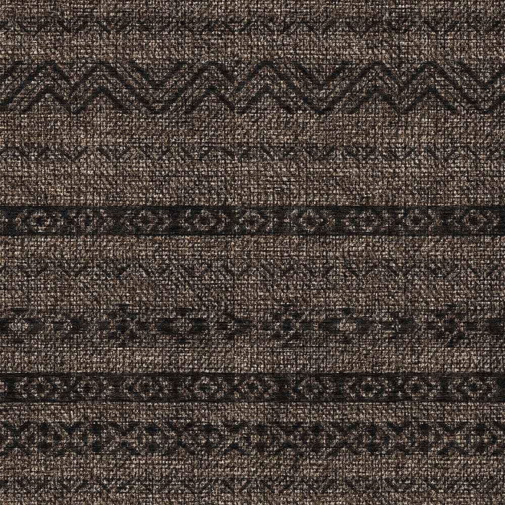 9' X 12' Chocolate And Brown Southwestern Washable Indoor Outdoor Area Rug
