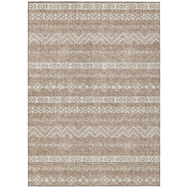 8' X 10' Brown And Beige Southwestern Washable Indoor Outdoor Area Rug