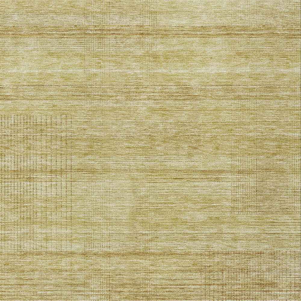 3' X 5' Gold Wheat And Beige Striped Washable Indoor Outdoor Area Rug