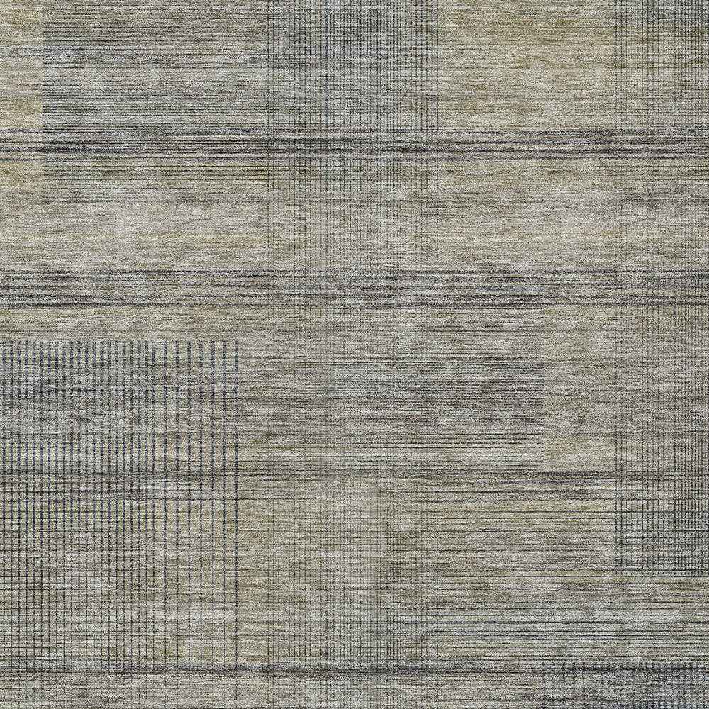 3' X 5' Khaki Beige And Gray Striped Washable Indoor Outdoor Area Rug