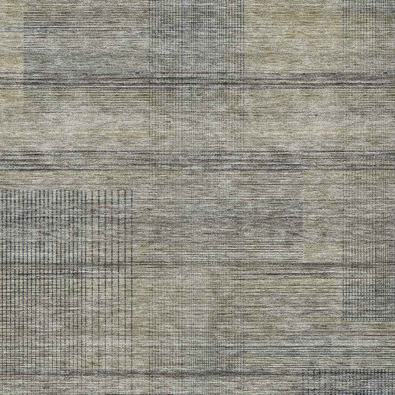 3' X 5' Khaki Beige And Gray Striped Washable Indoor Outdoor Area Rug